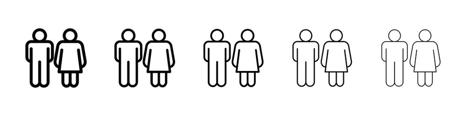 Man and woman icon symbol pictogram. stroke designs.