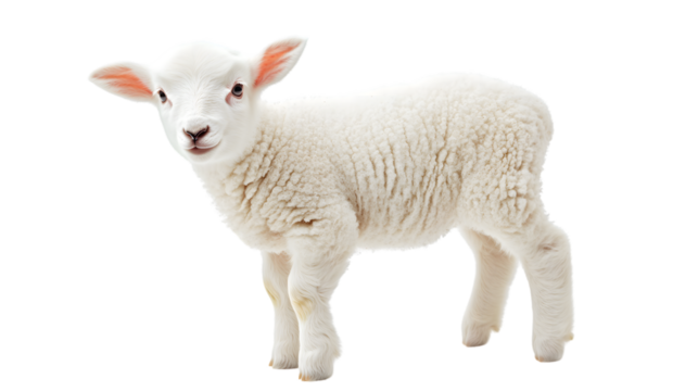 Adorable White Lamb Isolated on White Background for Nursery Decor and Farm Animal Concepts