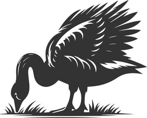 A drawing vector silhouette of a goose bird