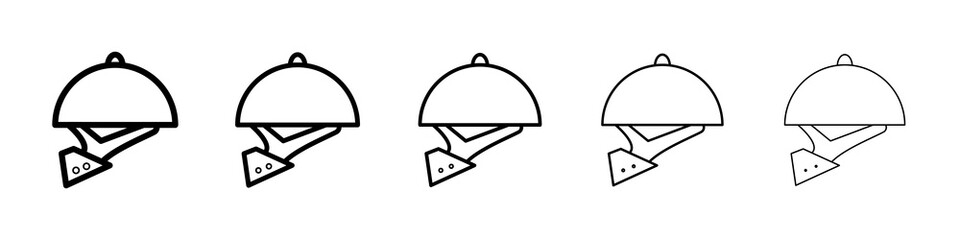 Hand holding tray icon symbol pictogram. stroke designs.