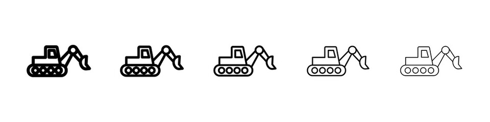 Excavator icon symbol pictogram. stroke designs.