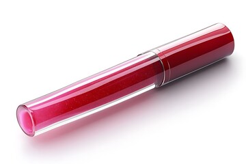 Shiny Red Glitter Lipstick on White Background, Sparkling Makeup Product