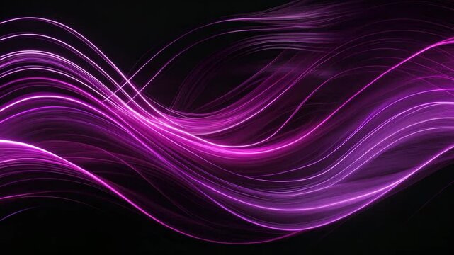 Long exposure photography of light painting displaying abstract pink purple swirls in parallel lines pattern against a black background.