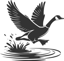A drawing vector silhouette of a goose bird