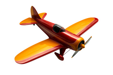 Fototapeta premium Colorful toy airplane model flying against a transparent background