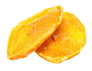 Dried mango slices isolated on transparent background