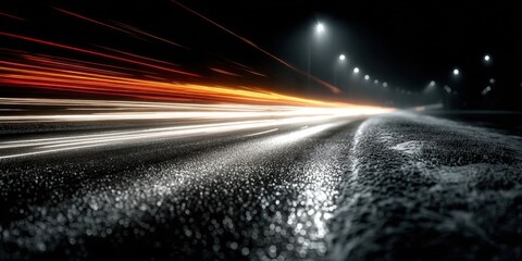 Dynamic Speed Light Streaks Against Dark Background