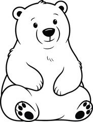Obraz premium Cute Cartoon Polar Bear Coloring Page for Kids – Printable Animal Illustration