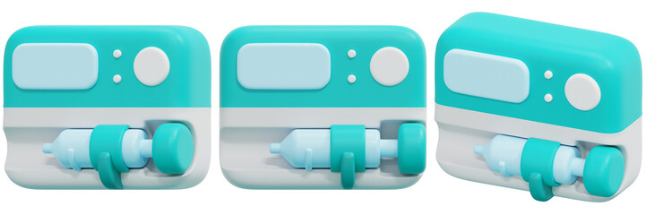 Set of White Medical Infusion Pump 3d Render Icon Illustration