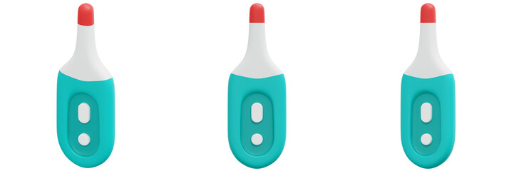 Set of Digital Thermometer Illustration with Red Tip 3d Render Icon Illustration