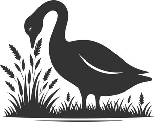 A drawing vector silhouette of a goose bird