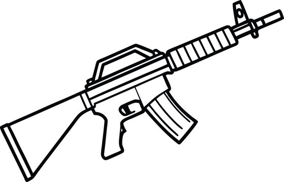 black and white vector illustration of the m16 rifle