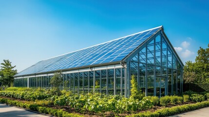 Naklejka premium Modern Solar Powered Greenhouse