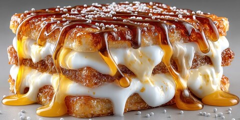 Delicious Portuguese Francesinha Sandwich with Melted Cheese and Rich Sauce