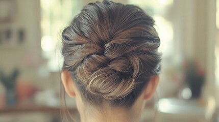 Fototapeta premium A woman with a bun in her hair