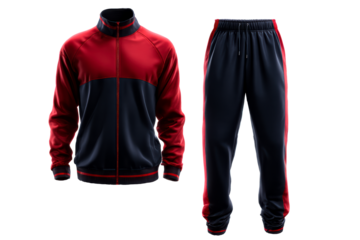Sports tracksuit set with red and navy color scheme for active wear
