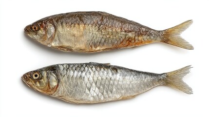 Serene Fish Duo Swimming on White Background