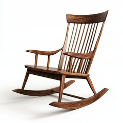 Wooden rocking chair with slatted back