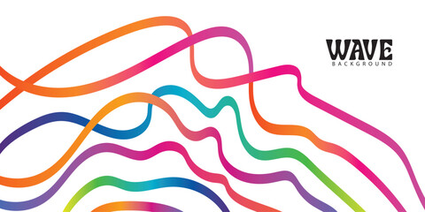 Abstract Frame with Curve Color Lines. Swirl Ribbons Pattern with Gradient Lines.