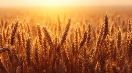 Fototapeta premium Golden wheat field at sunrise (1)