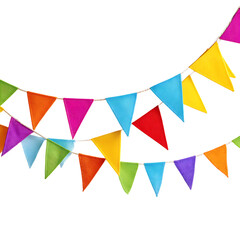 Colorful Sharp Flags Garland Element on white background .
