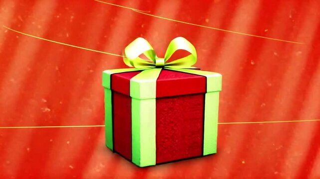 Red Animated Gift box big transition red gold diagonal wipe