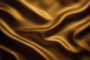 Elegant gold silk fabric waves with soft folds