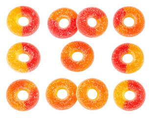 Peach Gummy Rings Candy Isolated on Transparent Background