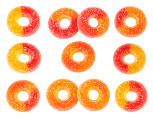 Peach Gummy Rings Candy Isolated on Transparent Background