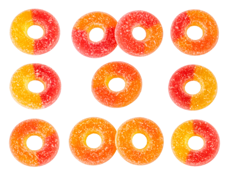 Peach Gummy Rings Candy Isolated on Transparent Background