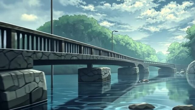 illustration showing the bridge from the side of the footage