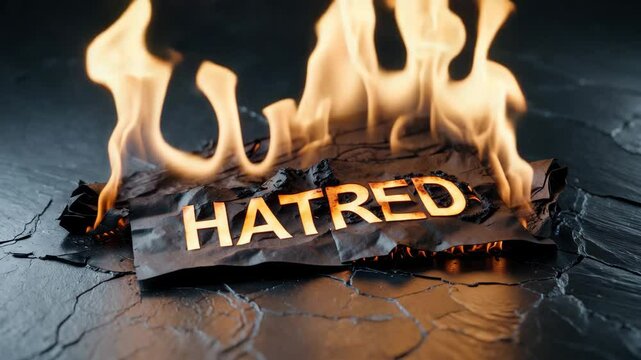 Burning area of dark paper showcasing the word set against a background.