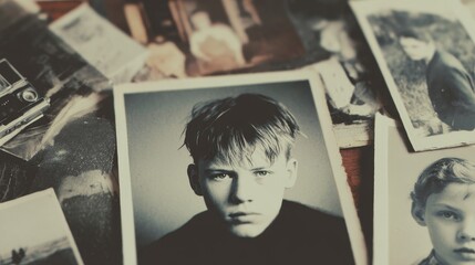 Vintage photographs showcasing a young person's portrait.