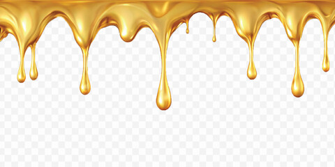 abstract 3d  liquid gold dripping isolated on transparent background