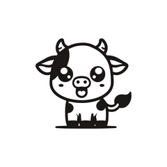 a illustration of cow outline style
