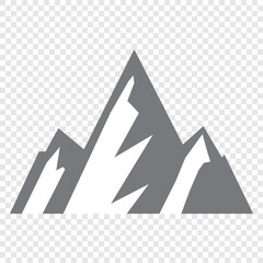 Mountain peak icon. Vector black silhouette of rocky mountain for logo, symbol or emblem. Simple minimalist mountain graphic illustration