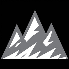 Mountain silhouette set. Collection of vector mountain icons and logos in flat style. Rocky peaks and simple minimalist mountain illustrations for design.