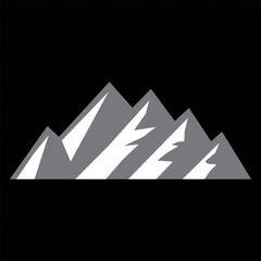 Mountain silhouette set. Collection of vector mountain icons and logos in flat style. Rocky peaks and simple minimalist mountain illustrations for design.