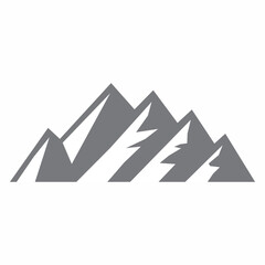 Mountain silhouette set. Collection of vector mountain icons and logos in flat style. Rocky peaks and simple minimalist mountain illustrations for design.