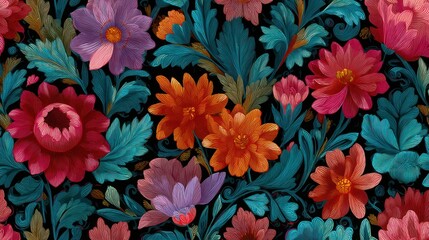 Vibrant Floral Embroidery: A Tapestry of Exquisite Blooms