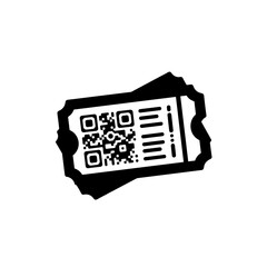 Silhouette of Air Taxi Ticket with QR Code, Black and White, Digital Transport Innovation