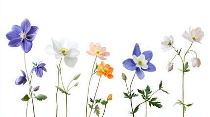 Watercolor botanical illustration of various flowers showcasing vibrant colors and delicate details