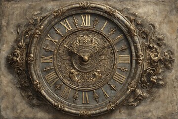 Ornate antique clock with roman numerals
