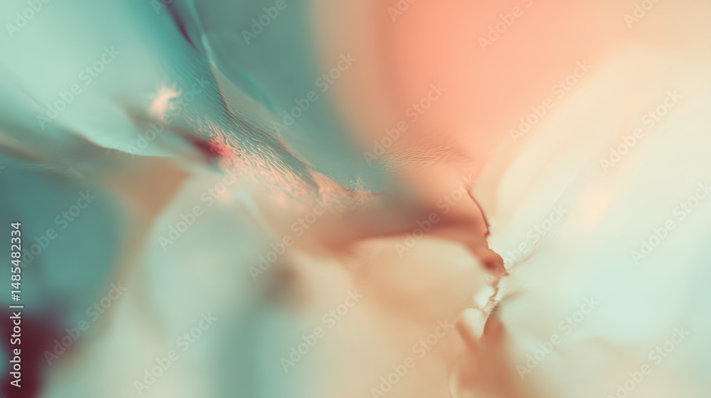 Poster abstract composition with soft fluid shapes in pastel colors creating a dreamy and ethereal atmosphe