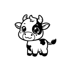 a illustration of cow outline style