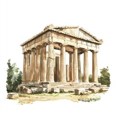 Obraz premium An ancient Greece architecture parthenon building.