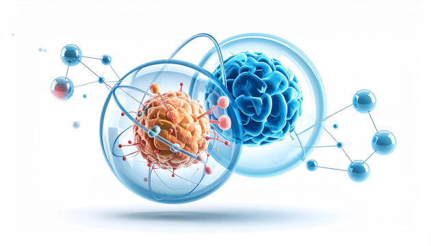 Science and Innovation: A conceptual illustration showcases the intricate world of scientific exploration, combining advanced imagery to present a dynamic fusion of research.