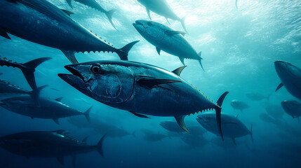 Obraz premium Tuna fish in a beautiful ocean.