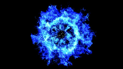 Shockwave blast impact effect isolated on black background