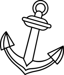 anchor outline coloring book page line art vector illustration